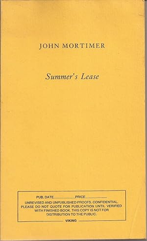 Image du vendeur pour Summer's Lease (collectible unrevised proof) mis en vente par Auldfarran Books, IOBA