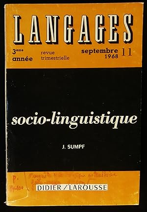 Immagine del venditore per LANGAGES : SOCIO-LINGUISTIQUE. venduto da Librairie Franck LAUNAI