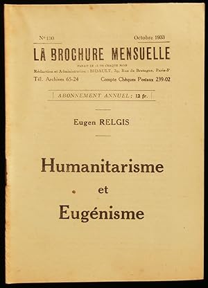 Imagen del vendedor de HUMANITARISME et EUGENISME . a la venta por Librairie Franck LAUNAI