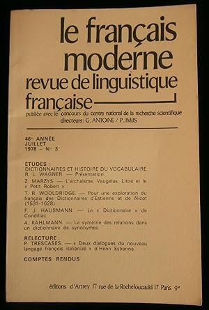 Imagen del vendedor de LE FRANCAIS MODERNE. a la venta por Librairie Franck LAUNAI