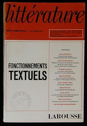 Bild des Verkufers fr LITTERATURE : FONCTIONNEMENTS TEXTUELS. zum Verkauf von Librairie Franck LAUNAI