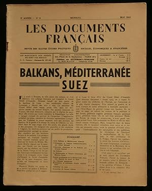 Imagen del vendedor de LES DOCUMENTS FRANCAIS : BALKANS, MEDITERRANEE, SUEZ . a la venta por Librairie Franck LAUNAI