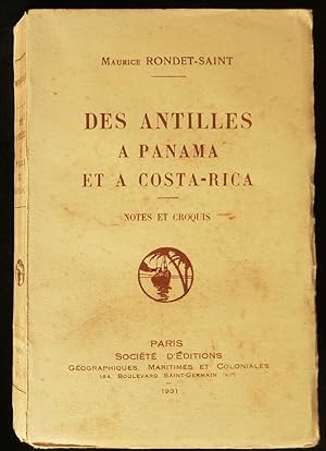 Bild des Verkufers fr DES ANTILLES A PANAMA ET A COSTA-RICA, notes et croquis. zum Verkauf von Librairie Franck LAUNAI