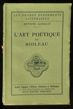 Bild des Verkufers fr L' ART POETIQUE DE BOILEAU. zum Verkauf von Librairie Franck LAUNAI