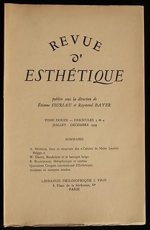 Imagen del vendedor de REVUE D'ESTHETIQUE. a la venta por Librairie Franck LAUNAI