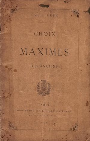 Image du vendeur pour Choix de maximes des Anciens mis en vente par Des livres autour (Julien Mannoni)