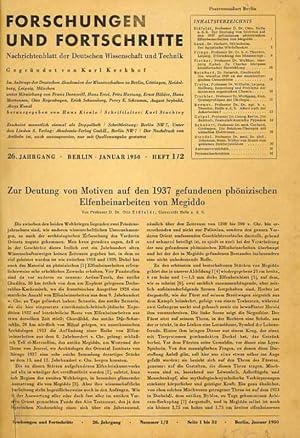 Bild des Verkufers fr Forschungen und Fortschritte. Nachrichtenblatt der deutschen Wissenschaft und Technik. 26. Jahrgang 1950 komplett mit den Heften 1/2-23/24. Im Auftrage der Deutshen Akademie der Wissenschaften zu Berlin, Gttingen, Heidelberg, Leipzig, Mnchen. Gegrndet von Karl Kerkhof. Herausgegeben von Hans Kienle. zum Verkauf von Antiquariat Carl Wegner