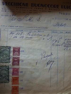 Block Notes con 50 Fatture "VECCHIONE BUONOCORE LUIGI Commercio Ferro e Metalli NAPOLI" Dal 1948 ...