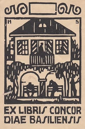 Ex Libris Concordiae Basiliensis Landhaus mit Arkaden, Holzschnitt um 1920, monogrammiert H. S., ...