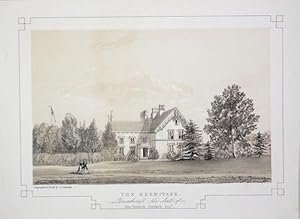 Fine Original Antique Lithograph Illustrating The Hermitage in Lancashire, The Seat of John Frede...