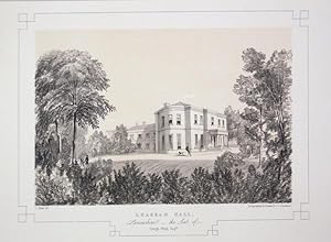 Fine Original Antique Lithograph Illustrating Leagram Hall in Lancashire, The Seat of George Weld...