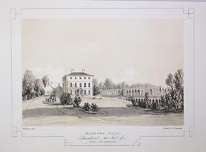 Fine Original Antique Lithograph Illustrating Marsden Hall in Lancashire, The Seat of The Late R....