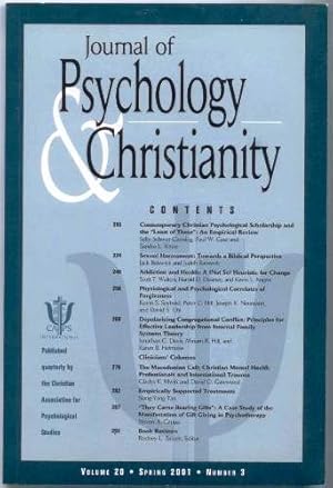 Journal of Psychology and Christianity Volume 20 Spring 2001 Number 3