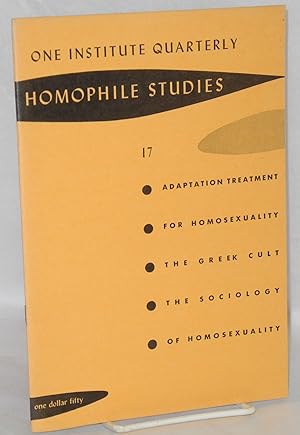 Bild des Verkufers fr One Institute Quarterly: Homophile Studies #17, vol. 5, #2, 3 & 4, Spring/Summer/Fall 1962 [combined issues] zum Verkauf von Bolerium Books Inc.