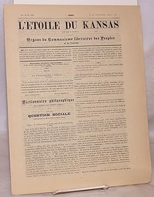 Imagen del vendedor de L'etoile du Kansas et de L'Iowa. Organe du Commuisme liberateur des Peuples et de l'Individu. 1er Juin, 1880 a la venta por Bolerium Books Inc.