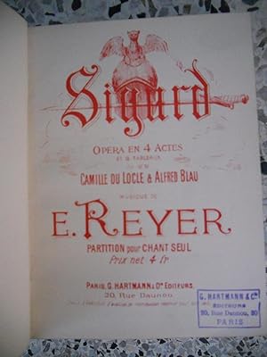 Bild des Verkufers fr Sigurd - Opera en quatre actes - Opera de C. de Locle et A. Blau, musique de E. Reyer. zum Verkauf von Frederic Delbos