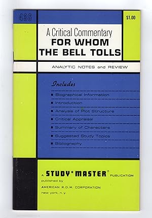 Seller image for FOR WHOM THE BELL TOLLS: A Critical Commentary for sale by BOOKFELLOWS Fine Books, ABAA