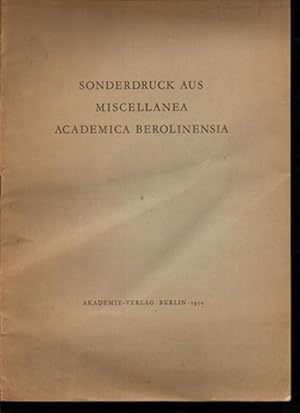 Seller image for Sonderdruck aus Miscellanea Academica Berolinensia for sale by Sonnets And Symphonies