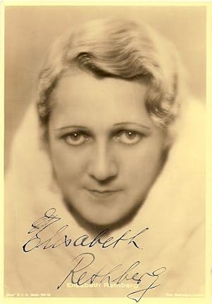 Autograph / signed sepia toned photograph-postcard of the great German born Soprano, Elisabeth Re...