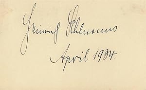 Autograph / signature of the German baritone Heinrich Schlusnus, dated April 1934.