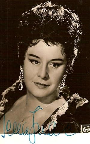 Autograph / signed postcard-photograph of the Bosnian born Croatian-Austrian soprano, Sena Jurinac.