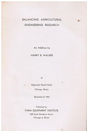 Seller image for Balancing Agricultural Engineering Research for sale by Bookshop Baltimore