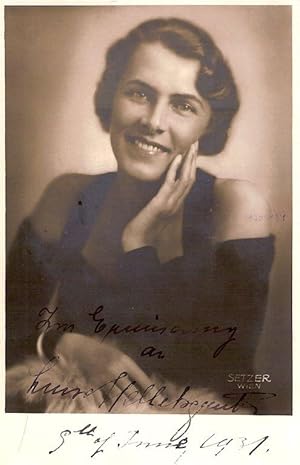 Autograph / signed postcard-photograph of the German soprano, Luise Helletsgruber, dated 5th June...