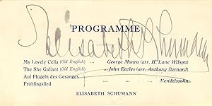 Imagen del vendedor de Autograph / signature of the legendary German soprano Elisabeth Schumann. a la venta por David Strauss