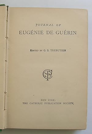 Seller image for Journal of Eugenie de Guerin. for sale by Monkey House Books