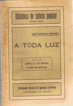 Imagen del vendedor de A TODA LUZ a la venta por Librera Torren de Rueda