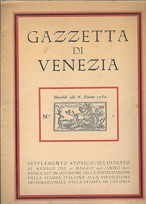GAZZETTA DI VENEZIA MERCOLEDI' ADDI' 6 FEBBRAIO 1760-SUPPLEMENTO STORICO ILLUSTRATO AL N°DEL 30 M...