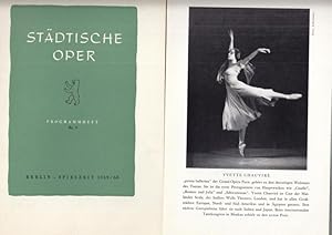 Seller image for Ballettabend: La Valse (Ravel) / Romeo und Julia (Prokofieff) / Paean (URAUFFHRUNG, Sala). Spielzeit 1959 / 1960, Heft 9. Inszenierung und Choreographie: Tatjana Gsovsky, musikalische Leitung: Robert Wolf. Mit u. a.: Gisela Deege, Klaus Beelitz, Manfred Taubert / Yvette Chauvire, Gert Reinholm, Erwin Bredow, Jrgen Feindt. for sale by Antiquariat Carl Wegner