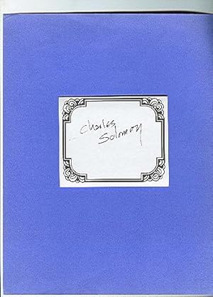 Bild des Verkufers fr SIGNED BOOKPLATES AUTOGRAPH CARD by author CHARLES SOLOMON zum Verkauf von ODDS & ENDS BOOKS