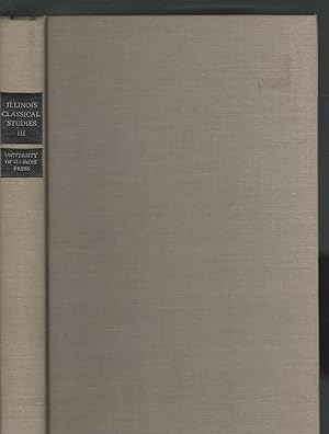 Image du vendeur pour Illinois Classical Studies: Volume III, 1978 mis en vente par Dorley House Books, Inc.