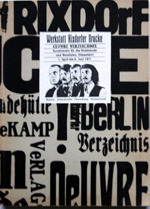 Werkstatt Rixdorfer Drucke. Hrsg. v. Kunstverein für die Rheinlande und Westfalen, Düsseldorf. Ka...