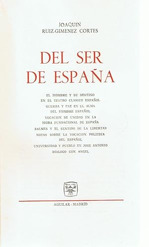Seller image for DEL SER DE ESPAA for sale by Librera Torren de Rueda