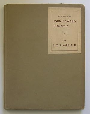 Seller image for In Memoriam: John Edward Robinson. for sale by Monkey House Books