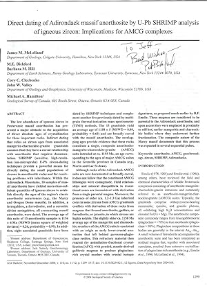 Direct dating of Adirondack massif anorthosite by U-Pb SHRIMP analysis of igneous zircon: Implica...