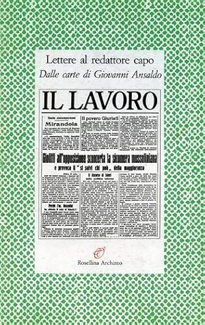 Immagine del venditore per Lettere al redattore capo. Dalle carte di Giovanni Ansaldo. venduto da FIRENZELIBRI SRL