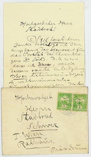 Bild des Verkufers fr Eigenh. Brief mit U. zum Verkauf von Antiquariat INLIBRIS Gilhofer Nfg. GmbH
