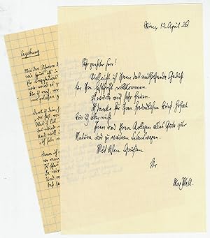Seller image for Eigenh. Brief mit U. und eh. Gedichtmanuskript. for sale by Antiquariat INLIBRIS Gilhofer Nfg. GmbH