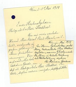 Immagine del venditore per Eigenh. Brief und eh. Briefkarte mit U. venduto da Antiquariat INLIBRIS Gilhofer Nfg. GmbH
