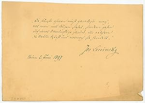 Seller image for Eigenh. Albumblatt mit U. for sale by Antiquariat INLIBRIS Gilhofer Nfg. GmbH