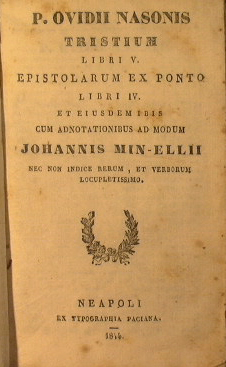 Bild des Verkufers fr Tristium Libri V. Epistolarum ex ponto libri IV zum Verkauf von Antica Libreria Srl