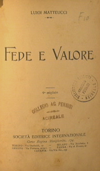 Bild des Verkufers fr Fede e Valore zum Verkauf von Antica Libreria Srl