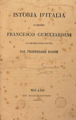 Image du vendeur pour Istoria d'Italia di messer alla miglior lezione ridotta dal professore Rosini mis en vente par Antica Libreria Srl