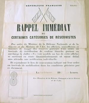 Rappel immédiat de certaines catégories de réservistes (8)