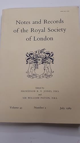 Imagen del vendedor de NOTES AND RECORDS OF THE ROYAL SOCIETY OF LONDON. a la venta por Cambridge Rare Books
