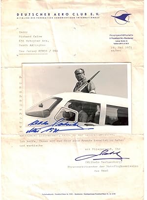 Wilhelm Sachsenberg / TLS and signed photo / aviation writer, organizer / Deutsche Aero Club E.V.