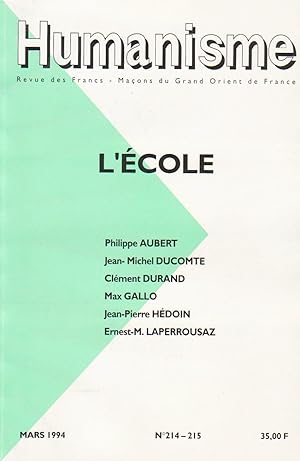 Revue "Humanisme", n°214-215 (mars 1994) : "L'Ecole"